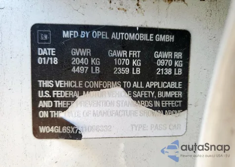 2018 Buick Regal Preferred from USA, damaged, VIN W04GL6SX7J1096332